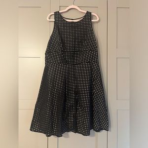 Loft Grid Eyelet A-Line Dress